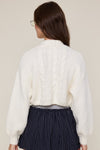Puff Sleeve Crop Cardigan Sweater in Ivory