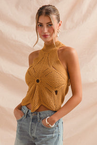 Flower Shape Halter Sweater Tank  MORE COLORS