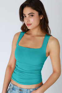 Square Neck Rouched Sides More Colors