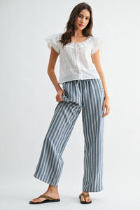 Porto Stripe Wide Leg Drawstring Pants