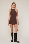 Mini Solid Color Dress with Inside Shorts in Chocolate
