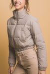 The Way Ivory Puffer Jacket in Taupe