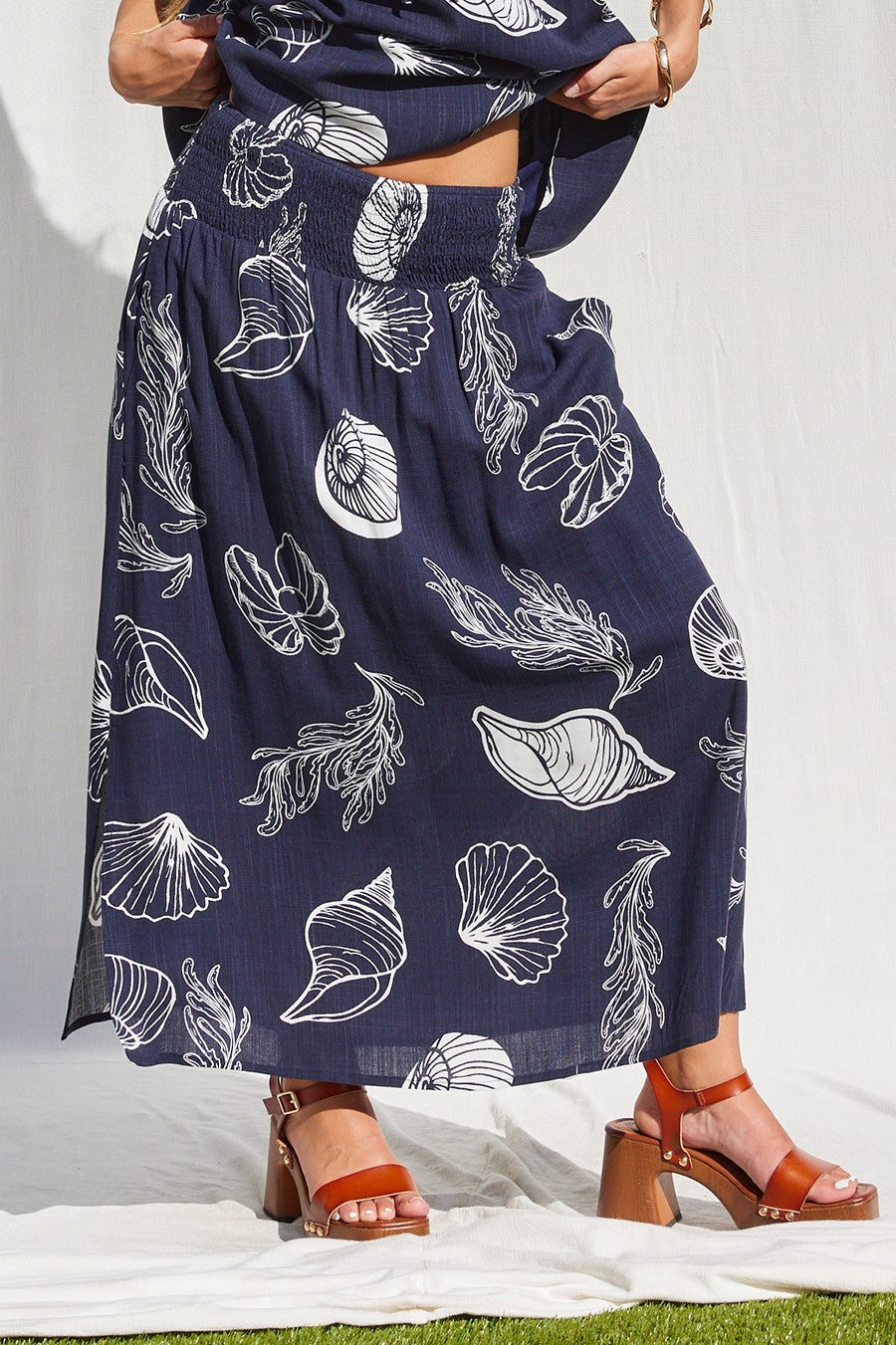 Shell Seeker Printed Smocked Maxi Skirt