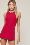 Mini Solid Color Dress with Inside Shorts in Red