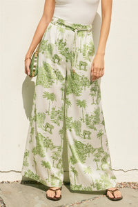Jungle Print Wide Leg Pants