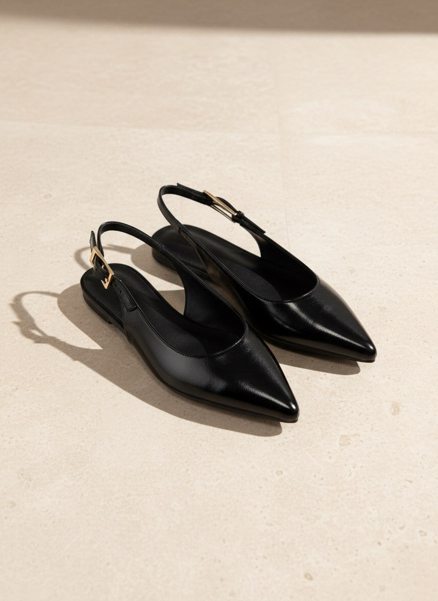 Thea Sling Back Flat in Black