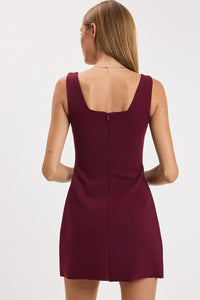 Eclipse Slit Body-Con Mini Dress in Plum