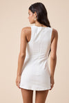 Boat Neck Inside Shorts Micro Mini Dress in White