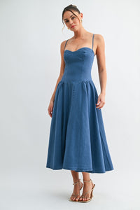 Denim Corset Midi Dress