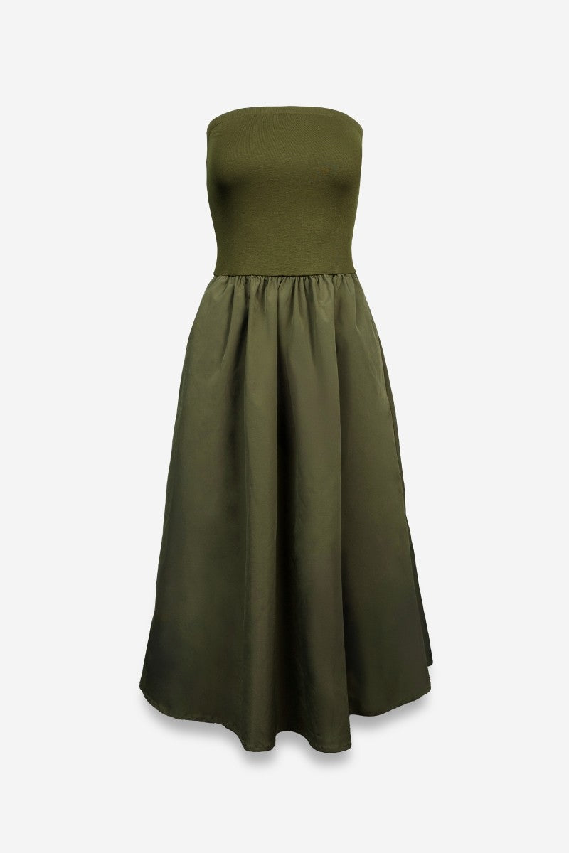 Tube Top Maxi Dress in Olive