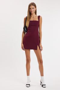 Eclipse Slit Body-Con Mini Dress in Plum