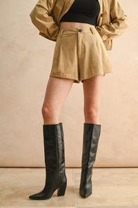 Pleated Suede Short