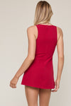 Mini Solid Color Dress with Inside Shorts in Red
