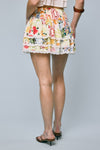 Postcard Print Ruffle Mini Skirt