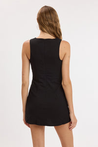 Everyday Chic Boat Neck Mini Dress in Black