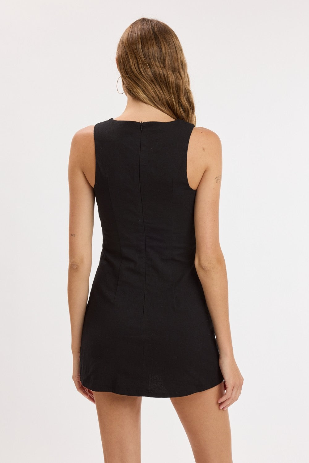 Everyday Chic Boat Neck Mini Dress in Black
