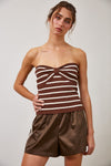 Striped Tube Top With Removeable Straps Chocolate