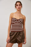 Striped Tube Top With Removeable Straps Chocolate