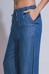 Sunday Stroll Tencel Wide Leg Pants in Blue