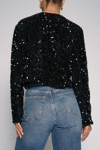 Sequin Bow Jacket in Black