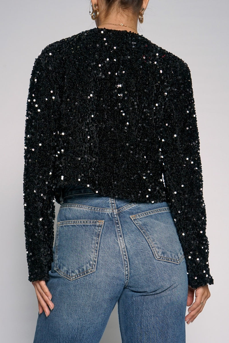 Sequin Bow Jacket in Black