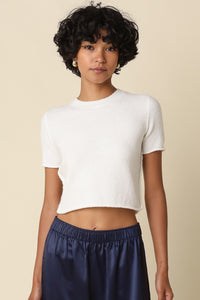 Capri Knit Crop Tee in Ivory