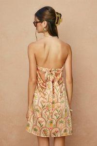 Tropical Print Satin Mini Dress