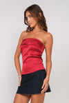 Satin Tube Top in Red