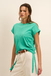 Rachel Tie Side Tee Top In Emerald