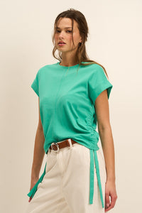 Rachel Tie Side Tee Top In Emerald