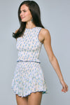Ditsy Floral Smock Top & Mini Skort Set in Blue