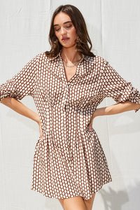 Chocolate Spotted Button Down Mini Dress