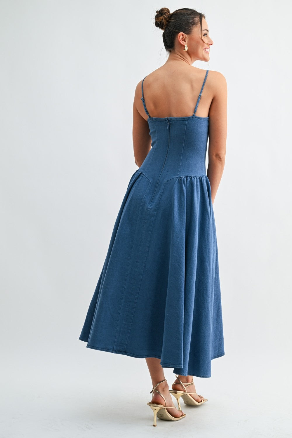 Denim Corset Midi Dress