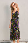 Midnight Violets Lurex Ruffled Dress
