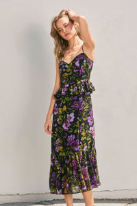 Midnight Violets Lurex Ruffled Dress