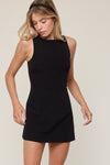 Mini Solid Color Dress with Inside Shorts in Black
