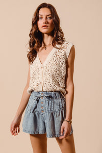 Flared Denim Shorts