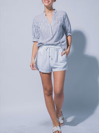 Linen & Libre Drawstring Shorts in White