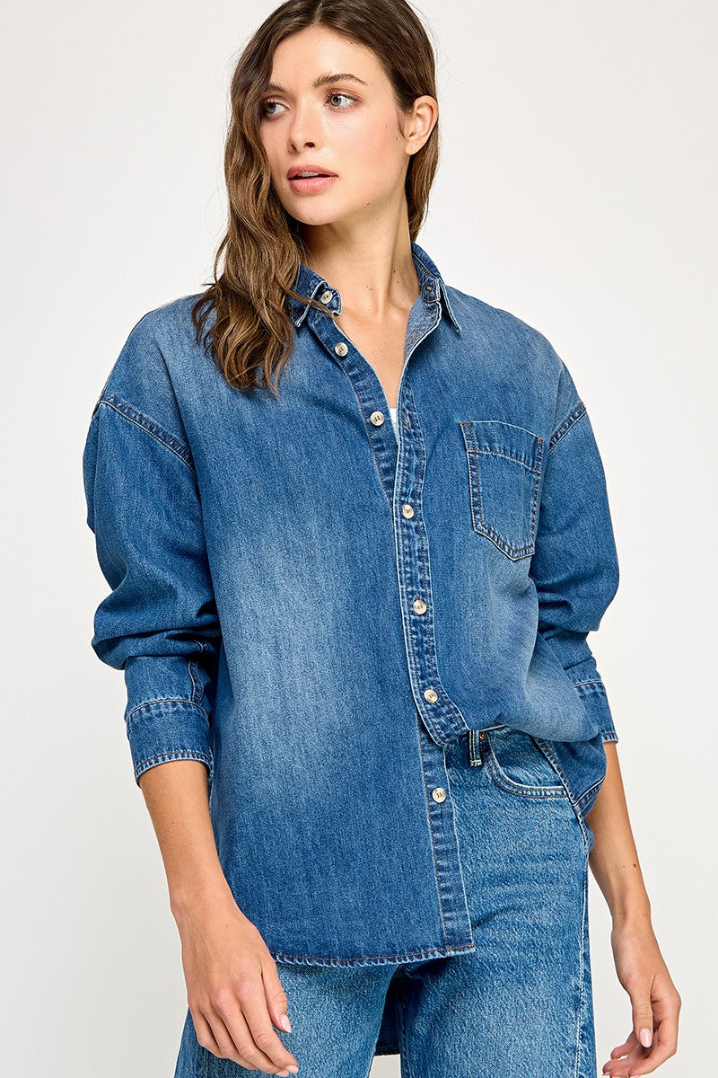 Classic Denim Button Up Top