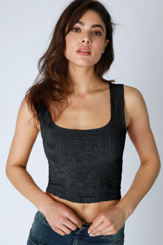 Look My Way Double Lace Square Crop Top MORE COLORS