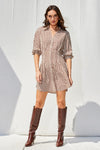 Chocolate Spotted Button Down Mini Dress