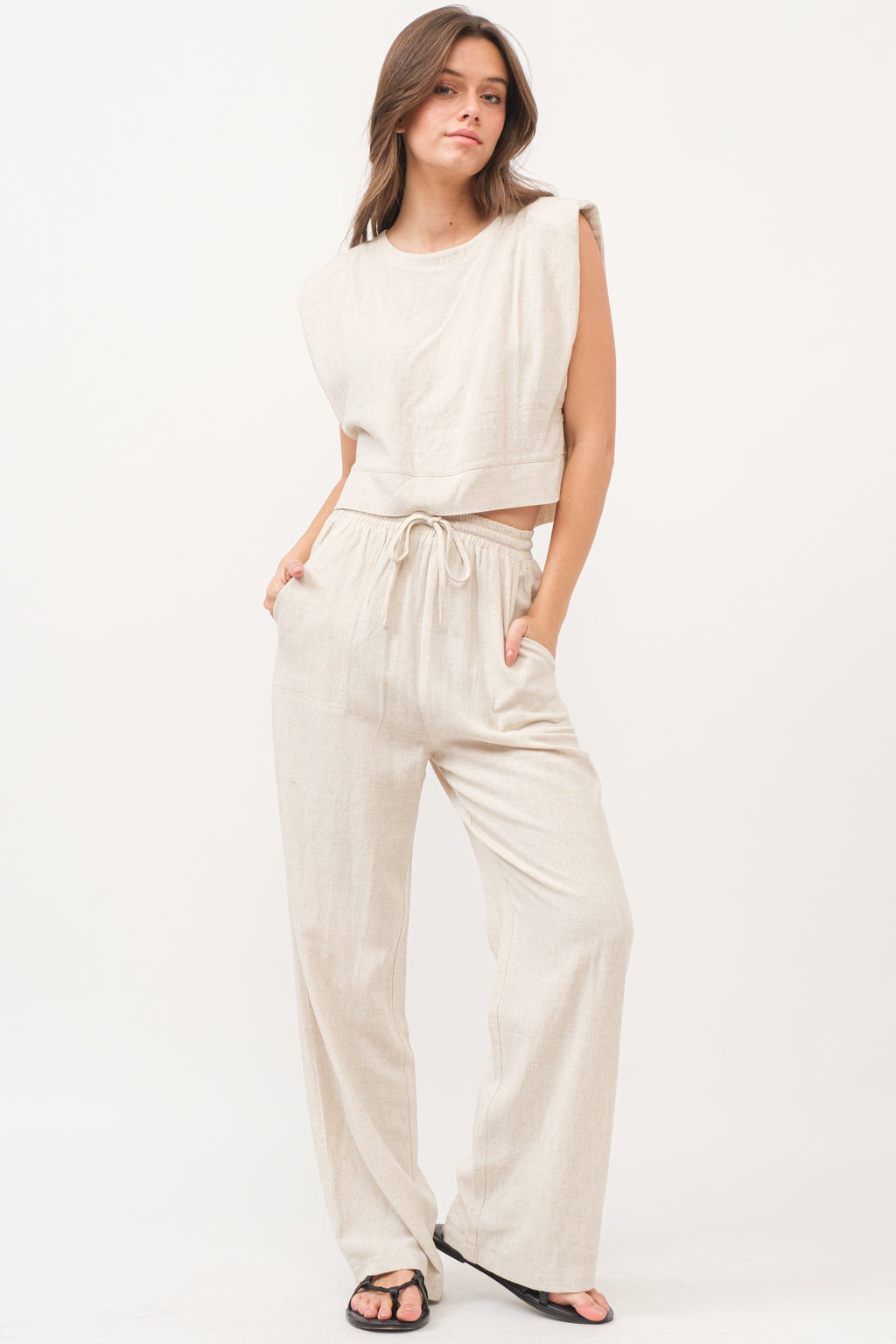 The Strand Linen Two Piece Set in Oat