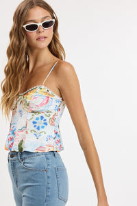 Seaside Reverie Sweetheart Ruffle Cami Crop Top