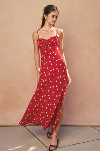 The Show Off Polka Dot Maxi in Red