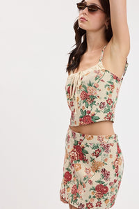 Fleurette Floral Tapestry Crop Top & Mini Skirt Set