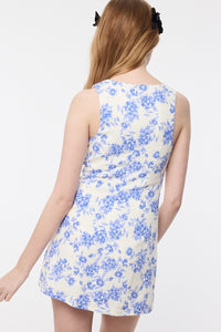 Vibrant Floral Mini Dress in Blue