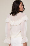 Ruffle Front Long Sleeve Blouse