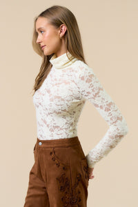 Lace Turtle Neck Statement Top