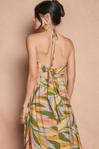 Coco Print Halter Maxi Dress