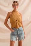 Flower Shape Halter Sweater Tank  MORE COLORS